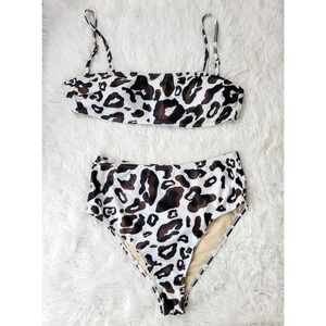Beach‎ Joy Bikini Womens Large Leopard Print High Waist Two Piece Swimsuit Set